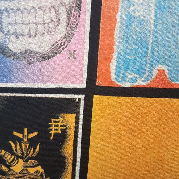 Vintage HURLEY Tee Shirt Large US L Multi Graphic Skull Surf Pineapple Seahorse - Picture 9 of 13